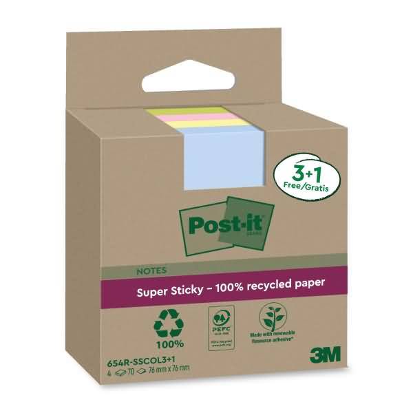 Post-it Haftnotizen super sticky Recycling notes, farbig-0