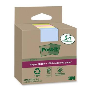 Post-it Haftnotizen super sticky Recycling notes, farbig