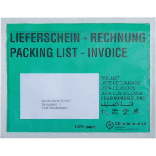 Papier Begleitpapiertasche C6 175x135mm grün LS-RE 250 Stück