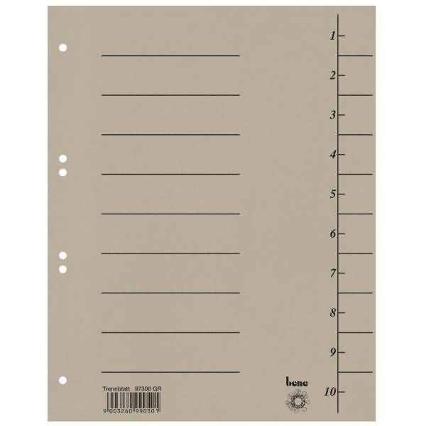 Bene Trennblatt 97300GR A4 Karton grau 100 St./Pack.-0