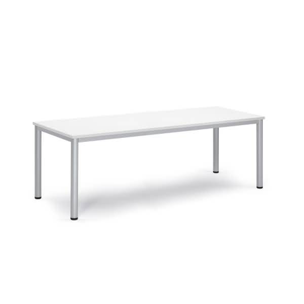 Besprechungstisch 200x80x72cm Gestell silber Platte weiß-0