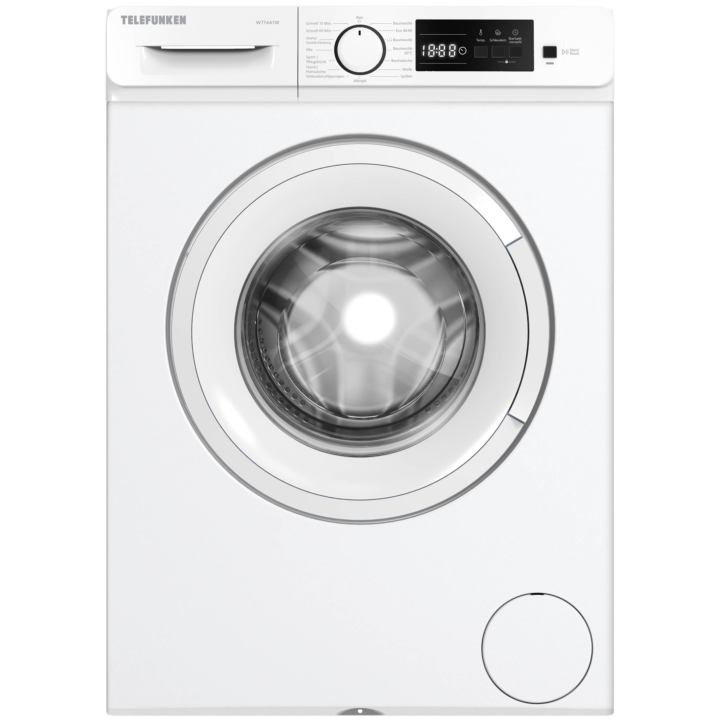 Telefunken Waschmaschine 7kg | Frontlader 1400 U/Min. | Inverter Motor | Schontrommel | 15 Programme | W714A1W weiß-0