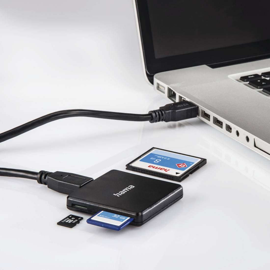 hama 00124156 USB-3.0-Multi-Kartenleser, SD/microSD/CF, Schwarz-1