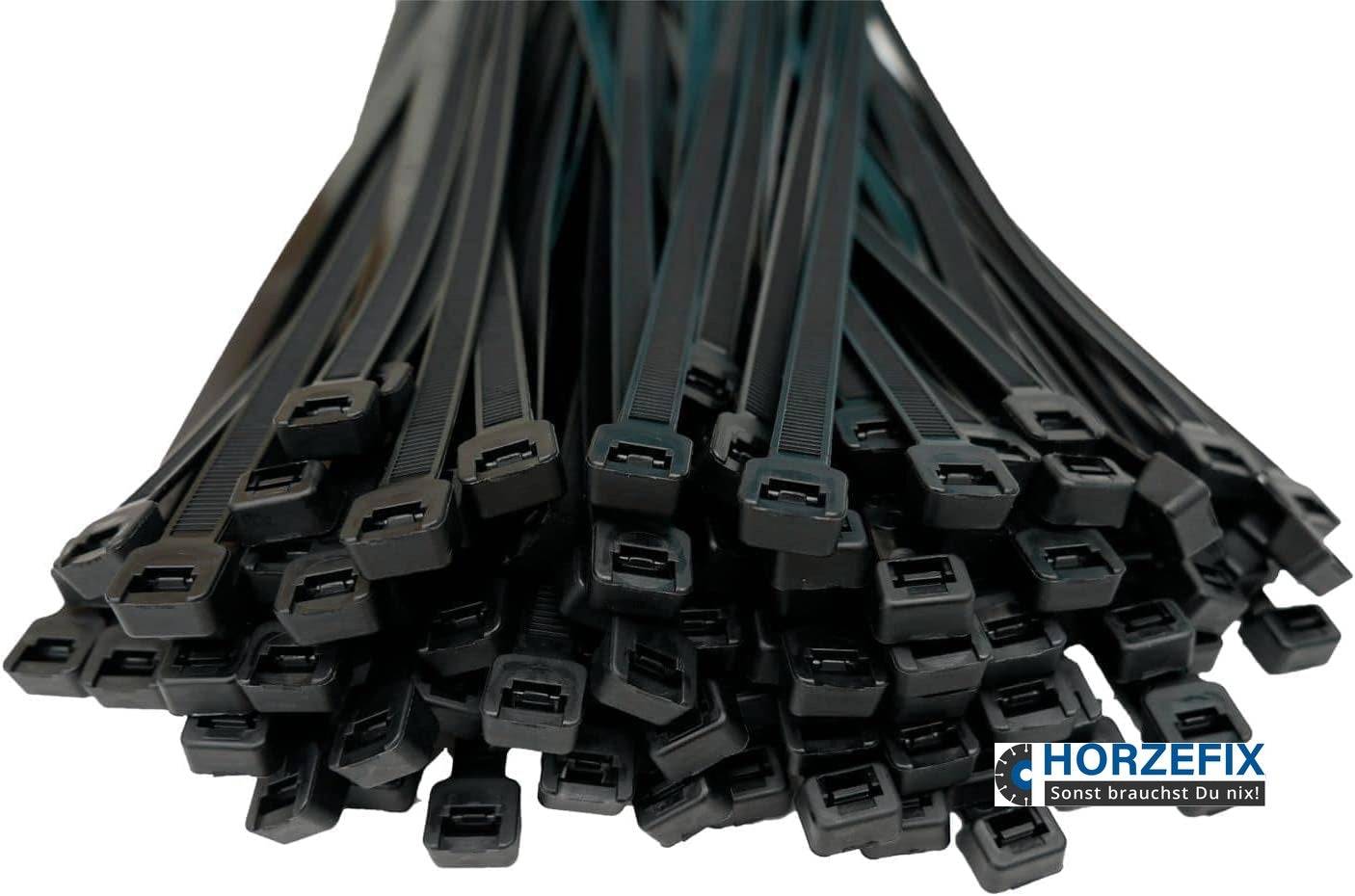 HorzeFix Kabelbinder Schwarz Set 100 Stück 4,8 x 400mm UV-Beständig Temperaturbeständig-1