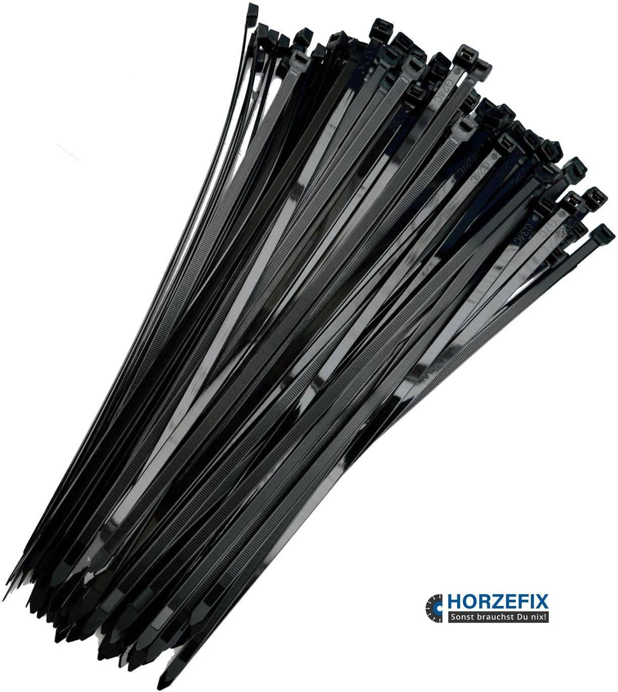 HorzeFix Kabelbinder Schwarz Set 100 Stück 4,8 x 400mm UV-Beständig Temperaturbeständig-2