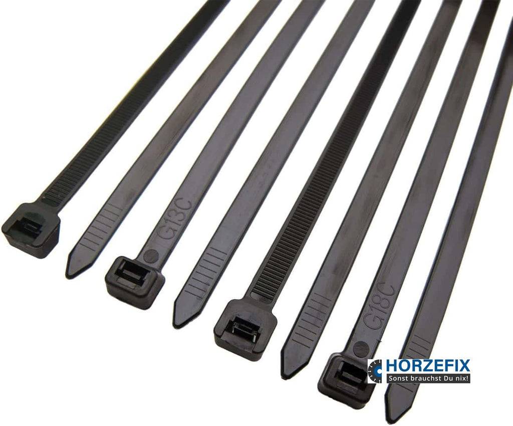 HorzeFix Kabelbinder Schwarz Set 100 Stück 4,8 x 400mm UV-Beständig Temperaturbeständig-3
