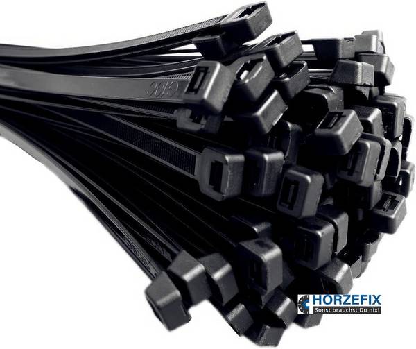 HorzeFix Kabelbinder Schwarz Set 100 Stück 4,8 x 400mm UV-Beständig Temperaturbeständig