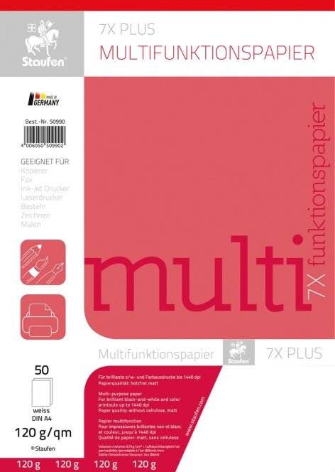 Staufen Multifunktionspapier 7X 734050990 A4 120g weiß 50Bl. - Normal/Kopierpapi-2