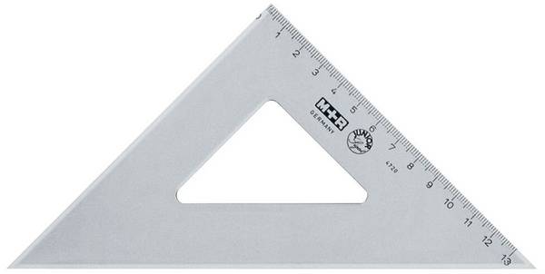Zeichendreieck 45 Grad 25cm rauchtransparent Skala 16cm