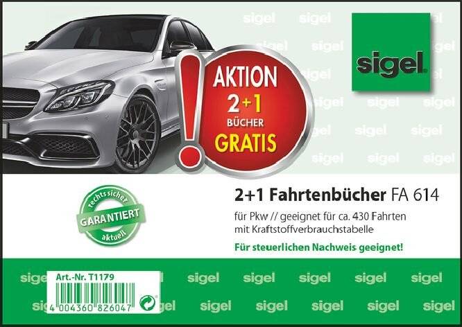sigel Formularbuch "Fahrtenbuch", 2 + 1 Aktion, A6 quer-4
