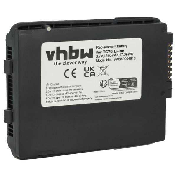 vhbw Akku kompatibel mit Zebra TC72 | TC720L, TC75, TC55, TC70, TC700H, TC700K, TC70X Barcodescanner POS (4620 mAh, 3,7