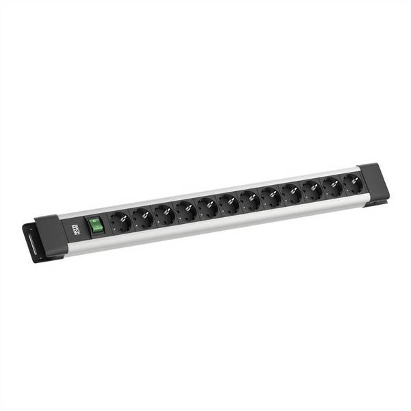 BACHMANN CONNECTUS 12xCEE7/3, 1xSchalter 2,0m CEE7/7 Grau
