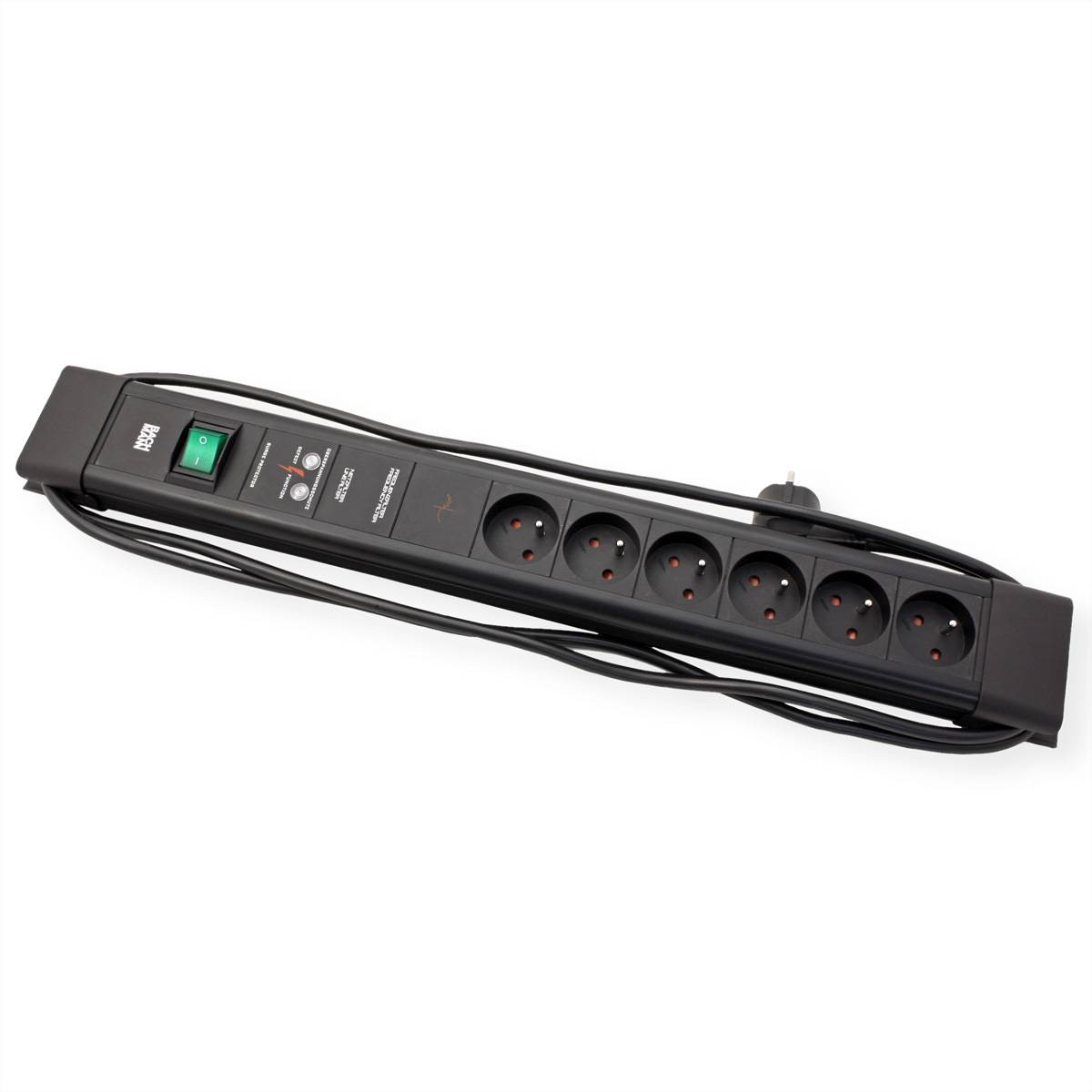 BACHMANN CONNECTUS 6xUTE, 1xGVS 1xSchalter 2,0m CEE7/7 Schwarz-1