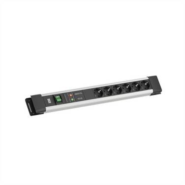 BACHMANN CONNECTUS 6xCEE7/3, 1xGVS 1xSchalter 2,0m CEE7/7 Grau