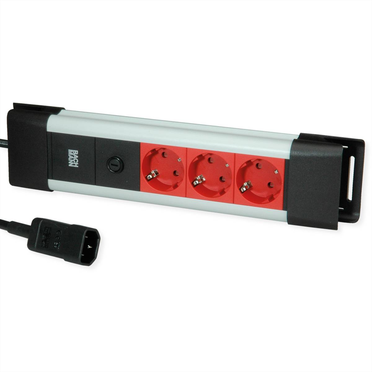 BACHMANN CONNECTUS 3xCEE7/3, 10A C14-Stecker, rot, 2 m-2