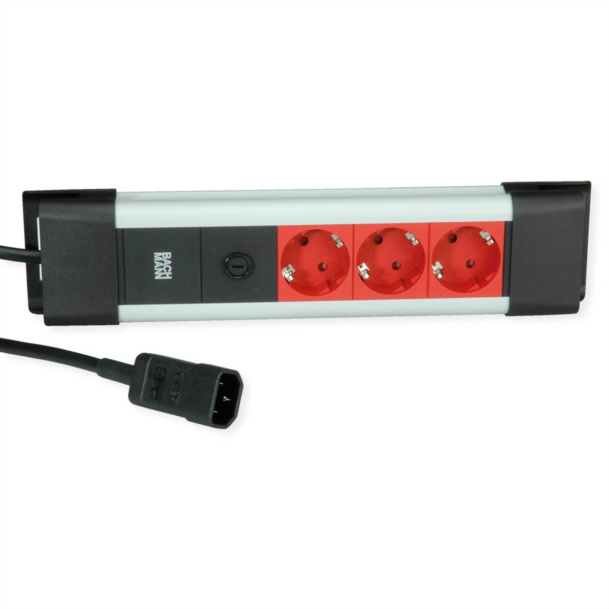 BACHMANN CONNECTUS 3xCEE7/3, 10A C14-Stecker, rot, 2 m-3