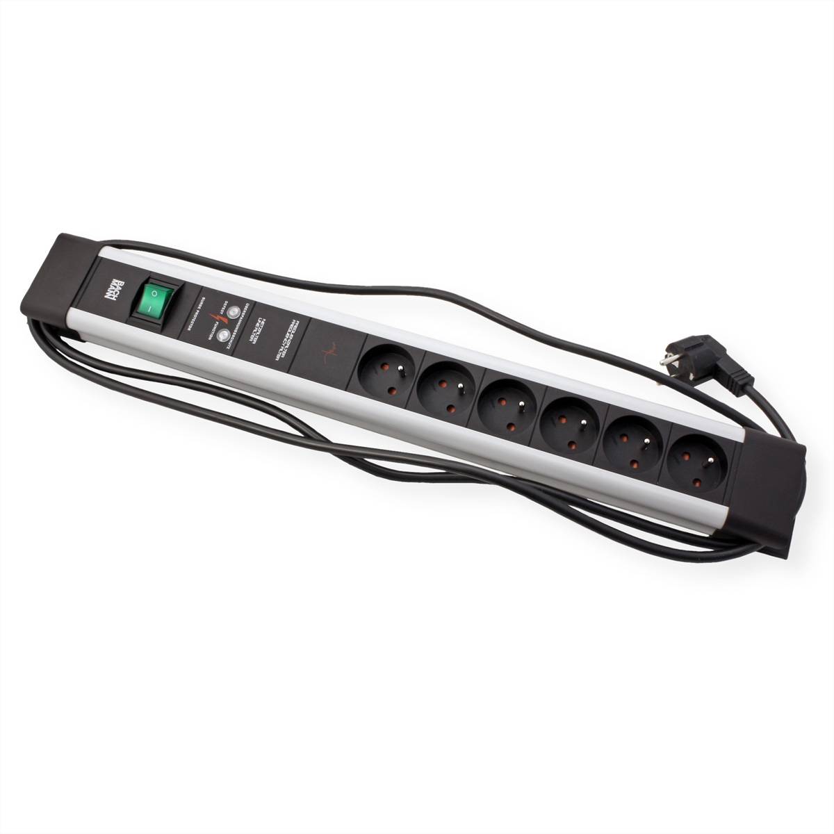 BACHMANN CONNECTUS 6xUTE, 1xGVS 1xSchalter 2,0m CEE7/7 Grau-1