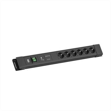 BACHMANN CONNECTUS 6xCEE7/3, 1xGVS-Plus 1xSchalter 2,0m CEE7/7 Schwarz