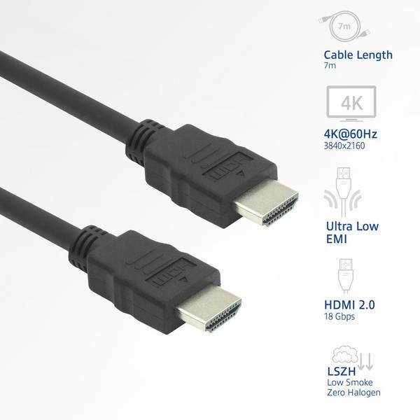 ACT AK3876 HDMI 4K LSZH Premium High Speed Kabel v2.0 | HDMI-A Stecker - HDMI-A Stecker | 7 Meter