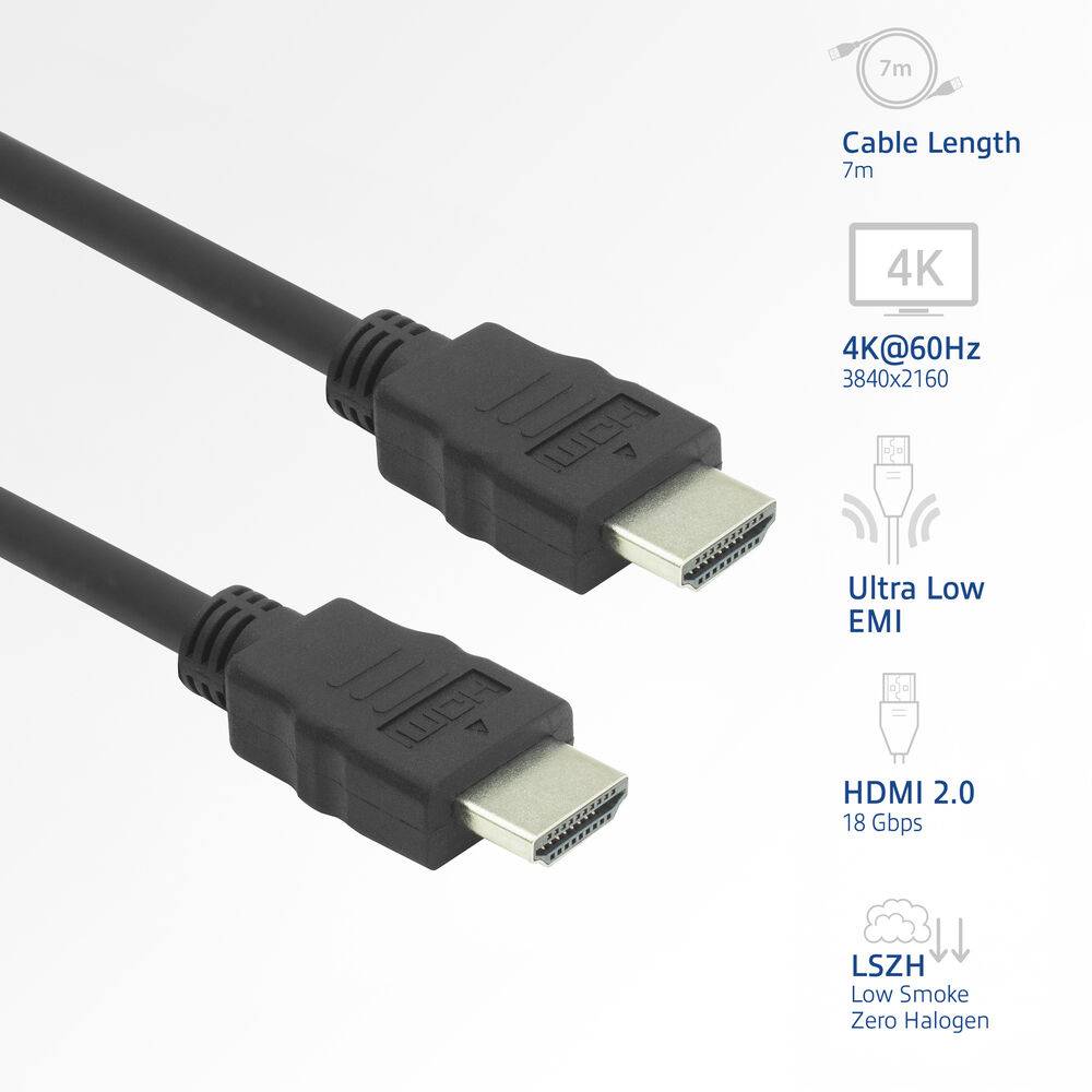 ACT AK3876 HDMI 4K LSZH Premium High Speed Kabel v2.0 | HDMI-A Stecker - HDMI-A Stecker | 7 Meter-0