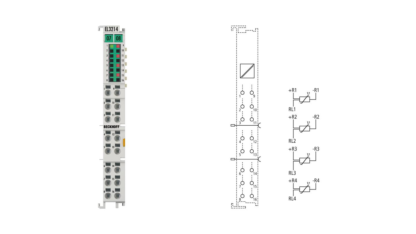 Beckhoff EL3214 EtherCAT-Klemme 4-Kanal-Analog-Eingang Temperatur-0