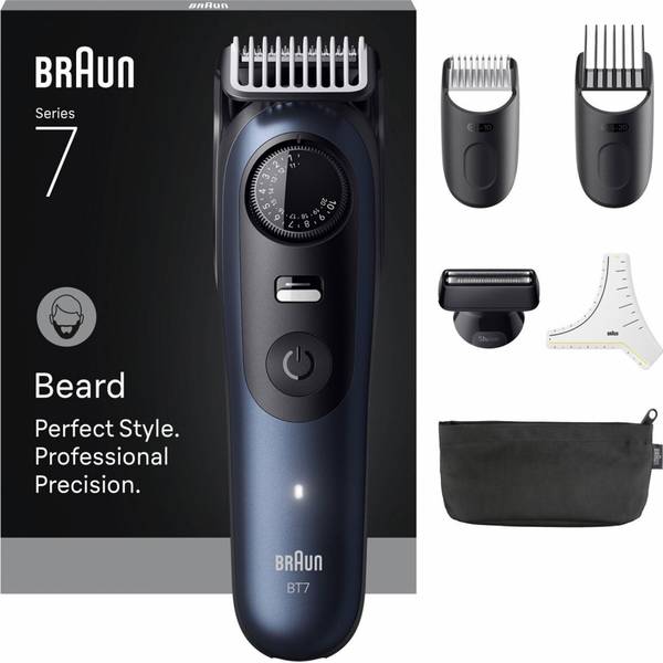 Braun BT7520 Beard Trimmer Black and Blue 40 Lengths Wet and Dry 120-Minute Battery