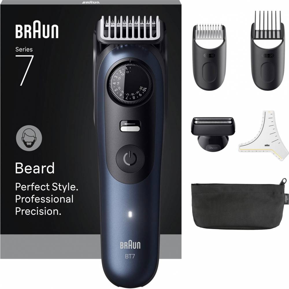 Braun BT7520 Beard Trimmer Black and Blue 40 Lengths Wet and Dry 120-Minute Battery-0