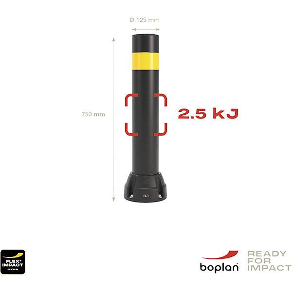 Rammschutz-Poller 125L Höhe 750 mm verzinkte Platte schwarz gelber Streifen. 85570749 855707 49-1
