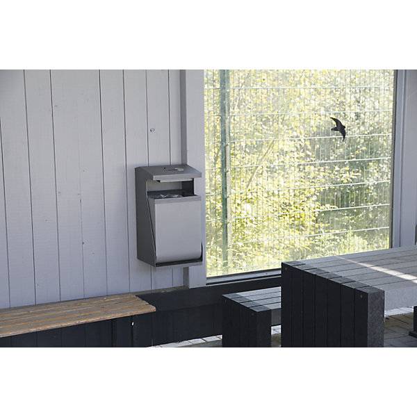 Außenabfallsammler Stahl Volumen 22 l Wand- oder Pfostenmontage. Stumpf Metall GmbH 83491849-2