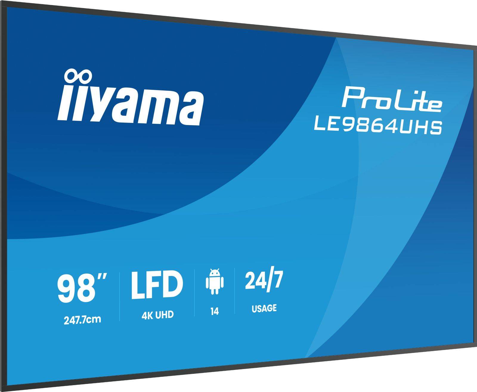 iiyama LE9864UHS-B1AG Digital Signage Flachbildschirm 2,49 m 98 Zoll 3840 x 2160 Pixel WLAN 24/7 6,5 ms 5.000:1 500-1