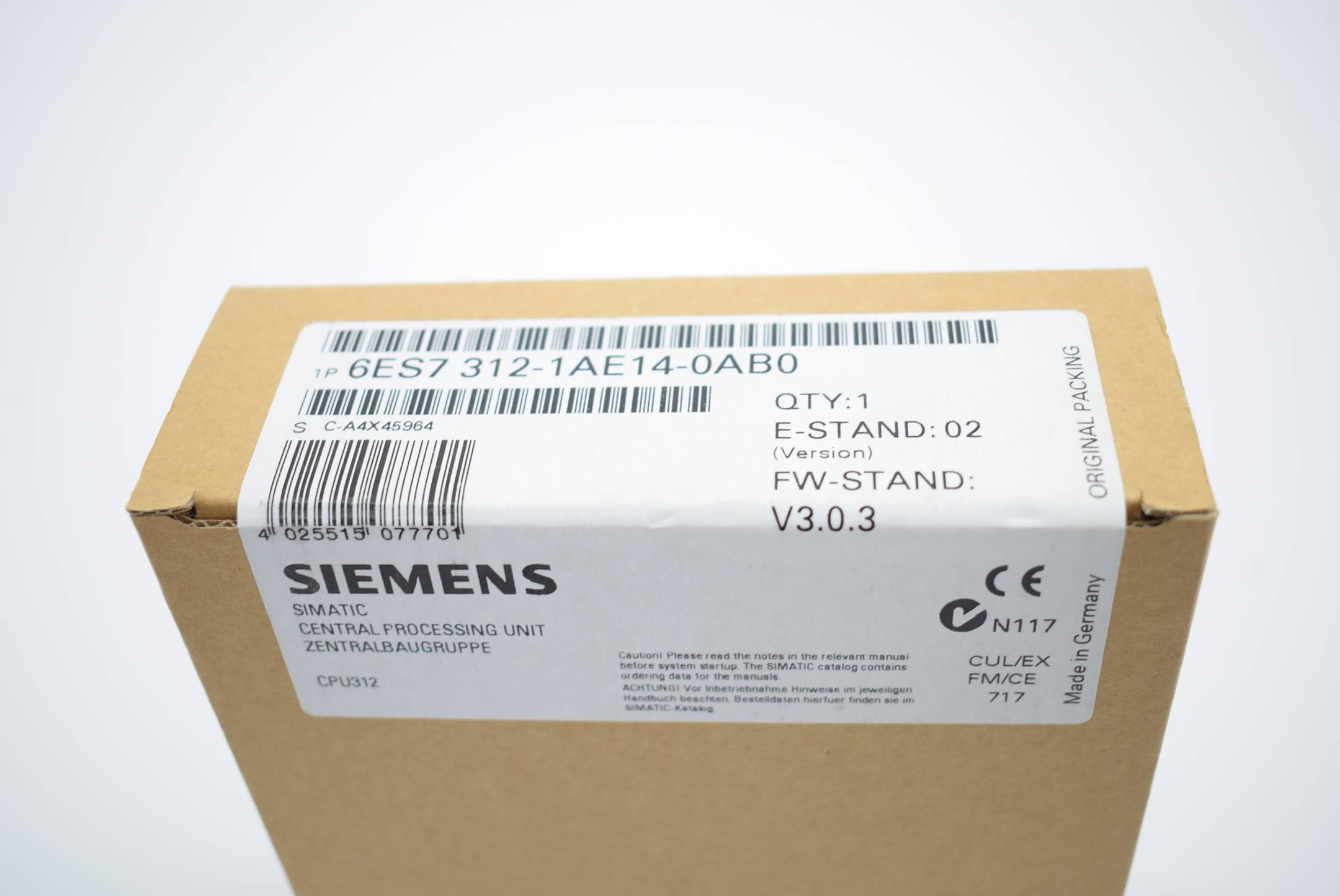 Siemens 6ES7312-1AE14-0AB0 - SIMATIC S7-300, CPU 312 Zentralbaugruppe mit MPI,-2