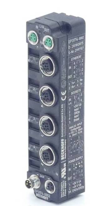Beckhoff EP3174-0002, EtherCAT Box, 4-Kanal-Analog-Eingang, Multifunktion, ±10 V, 0/4…20 mA, 16 Bit-0