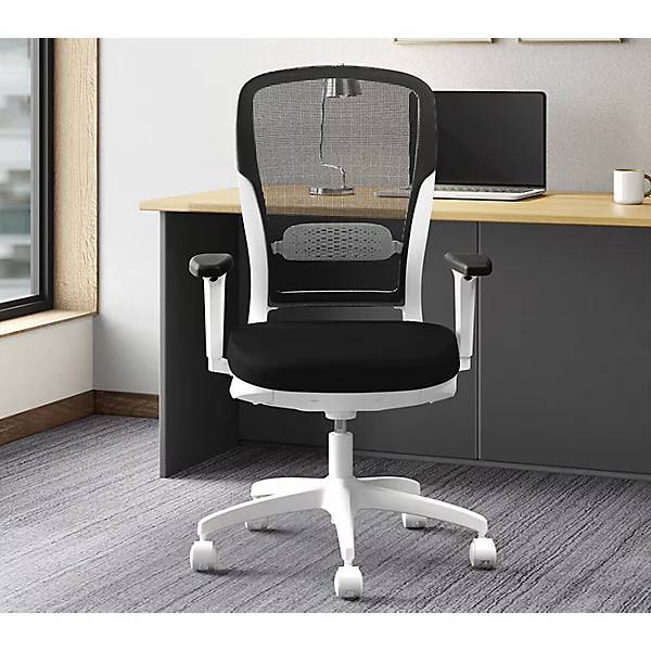 Bürostuhl MOTION Netzrückenlehne weiß schwarz. TAKKT Industrial & Packaging GmbH 82901449-4