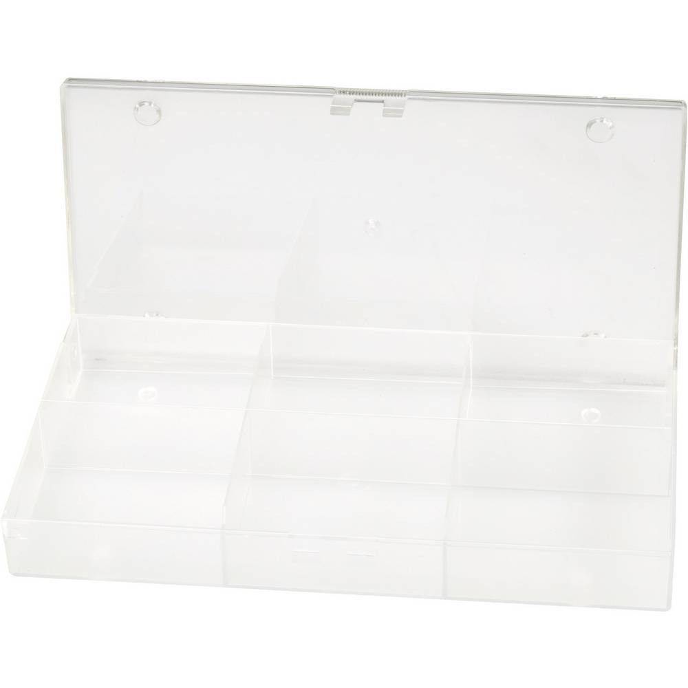 5x Hüfner Dübel Sortimentskasten (L x B x H) 194 x 31 x 101 mm Anzahl Fächer: 6 feste Unterteilung transparent-0
