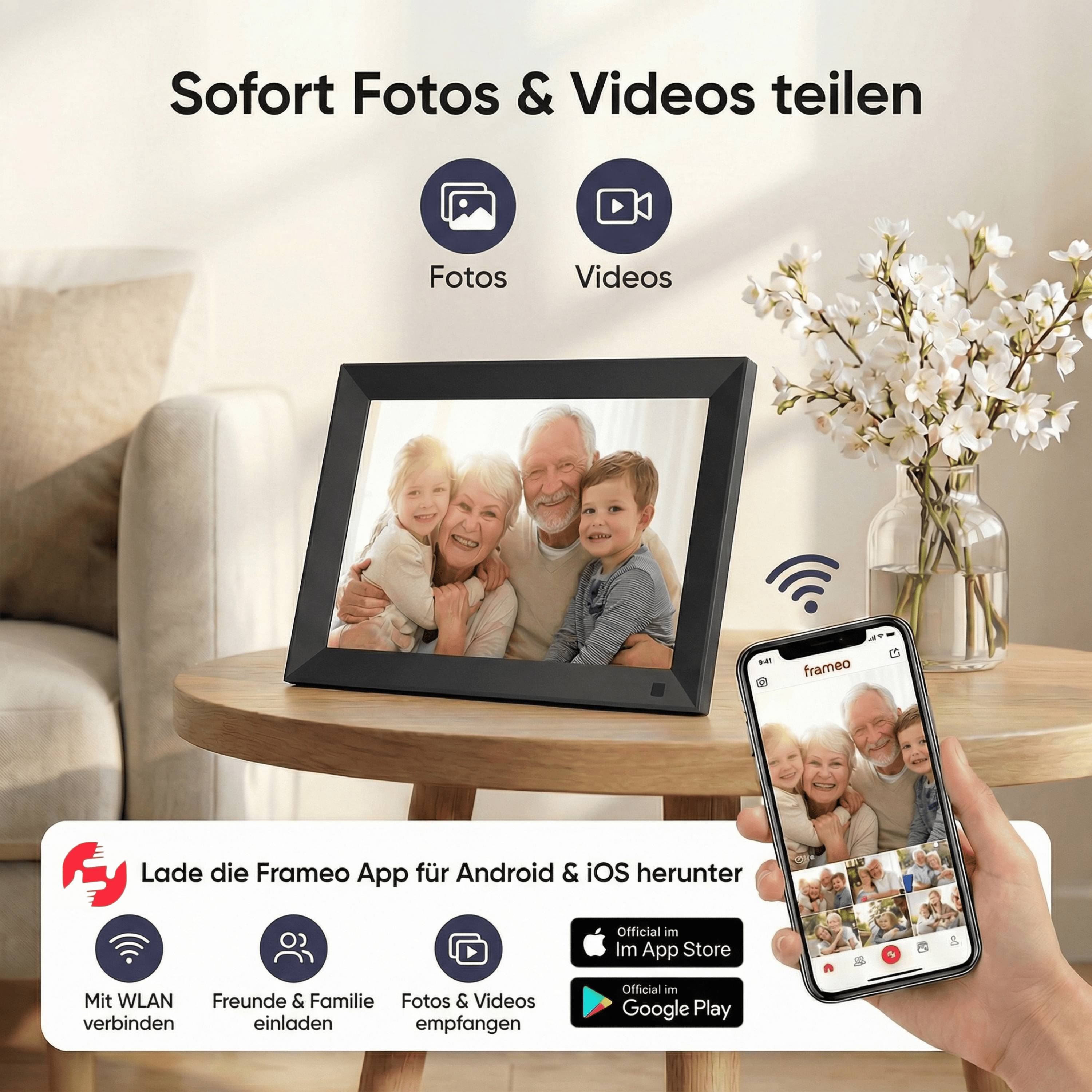 UNIVERSUM DBR 400 - Digitaler Bilderrahmen 10,1 Zoll (25,7cm) WLAN – Frameo App, IPS Touchscreen, 32GB Speicher-1