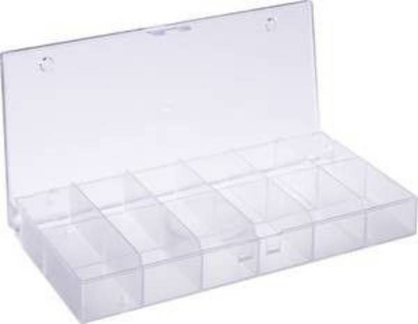 10x Hüfner Dübel Sortimentskasten (L x B x H) 194 x 31 x 101 mm Anzahl Fächer: 12 feste Unterteilung 1 St. transparent