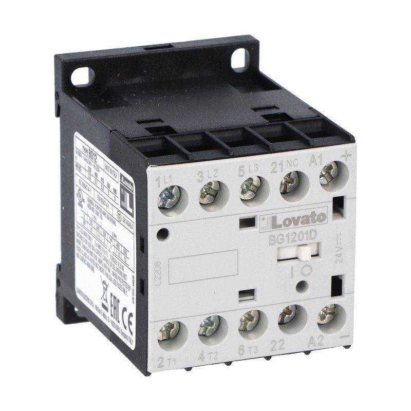 Lovato Electric 11BG1201D024 3-poliger Minischütz 690V/AC, 5kW, 12A, Spulenspannung 24V/DC, Hilfskontakt 1xNC-0