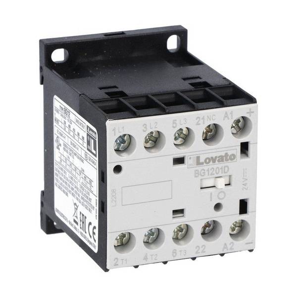 Lovato Electric 11BG1201D024 3-poliger Minischütz 690V/AC, 5kW, 12A, Spulenspannung 24V/DC, Hilfskontakt 1xNC