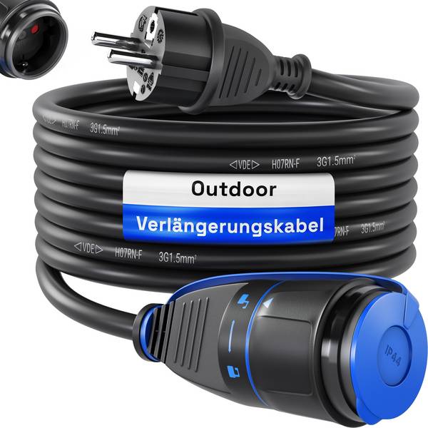 hb-digital 50m Strom Verlängerungskabel für Außenbereich H07RN-F Outdoor IP44