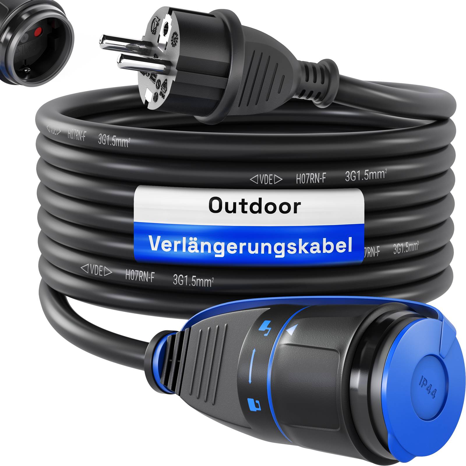 hb-digital 25m Strom Verlängerungskabel für Außenbereich H07RN-F Outdoor IP44-0