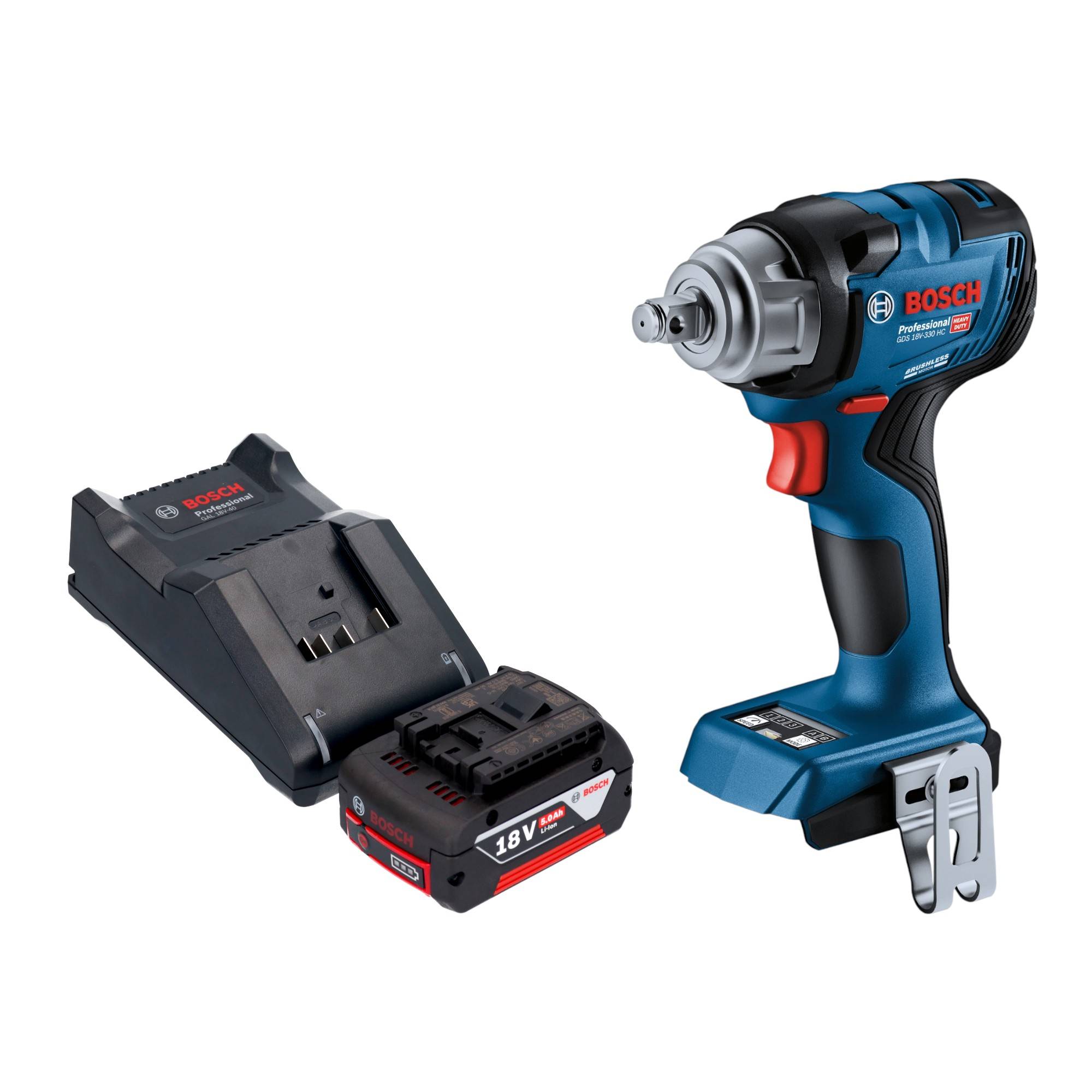 Bosch GDS 18V-330 HC Professional Akku Schlagschrauber 18 V 330 Nm 1/2" Brushless + 1x Akku 5,0 Ah + Ladegerät-0