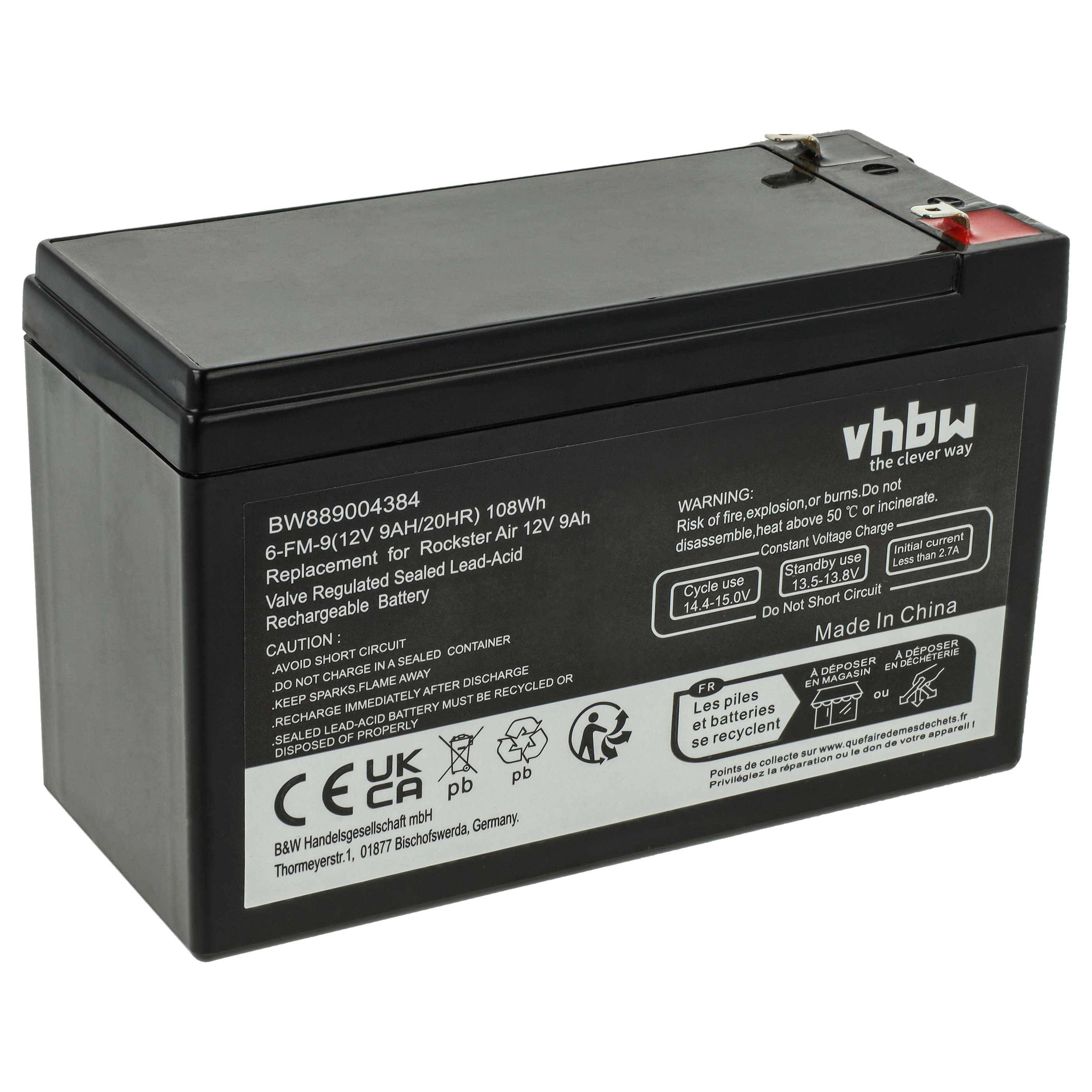 vhbw Akku kompatibel mit Panasonic LC-R129CH1, LC-R129P1, UP-VW1234P1, UP-RW1245P1, UP-RWA1245P1, UP-RW1245CH1 USV (9000