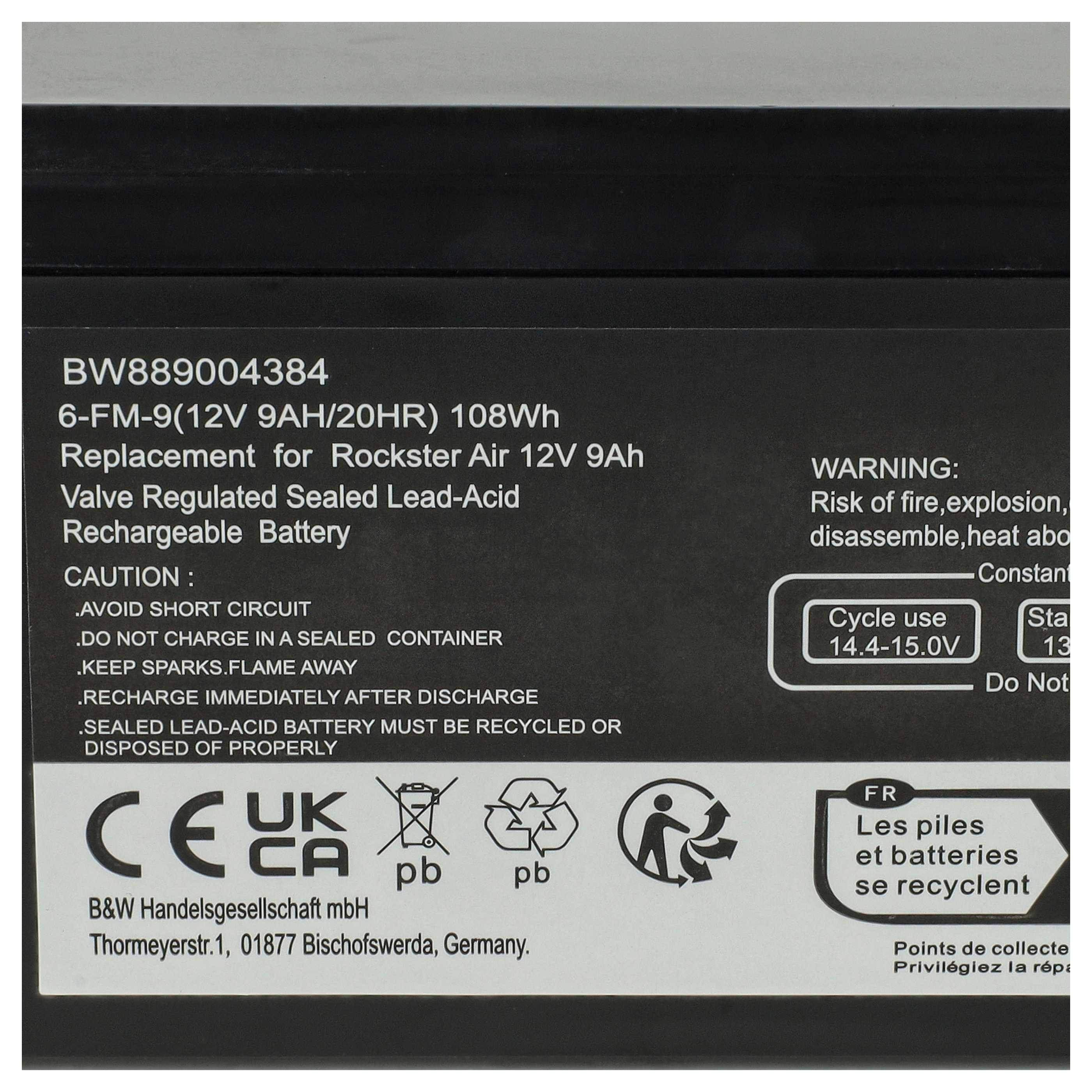 vhbw Akku kompatibel mit Panasonic LC-R129CH1, LC-R129P1, UP-VW1234P1, UP-RW1245P1, UP-RWA1245P1, UP-RW1245CH1 USV (9000-3