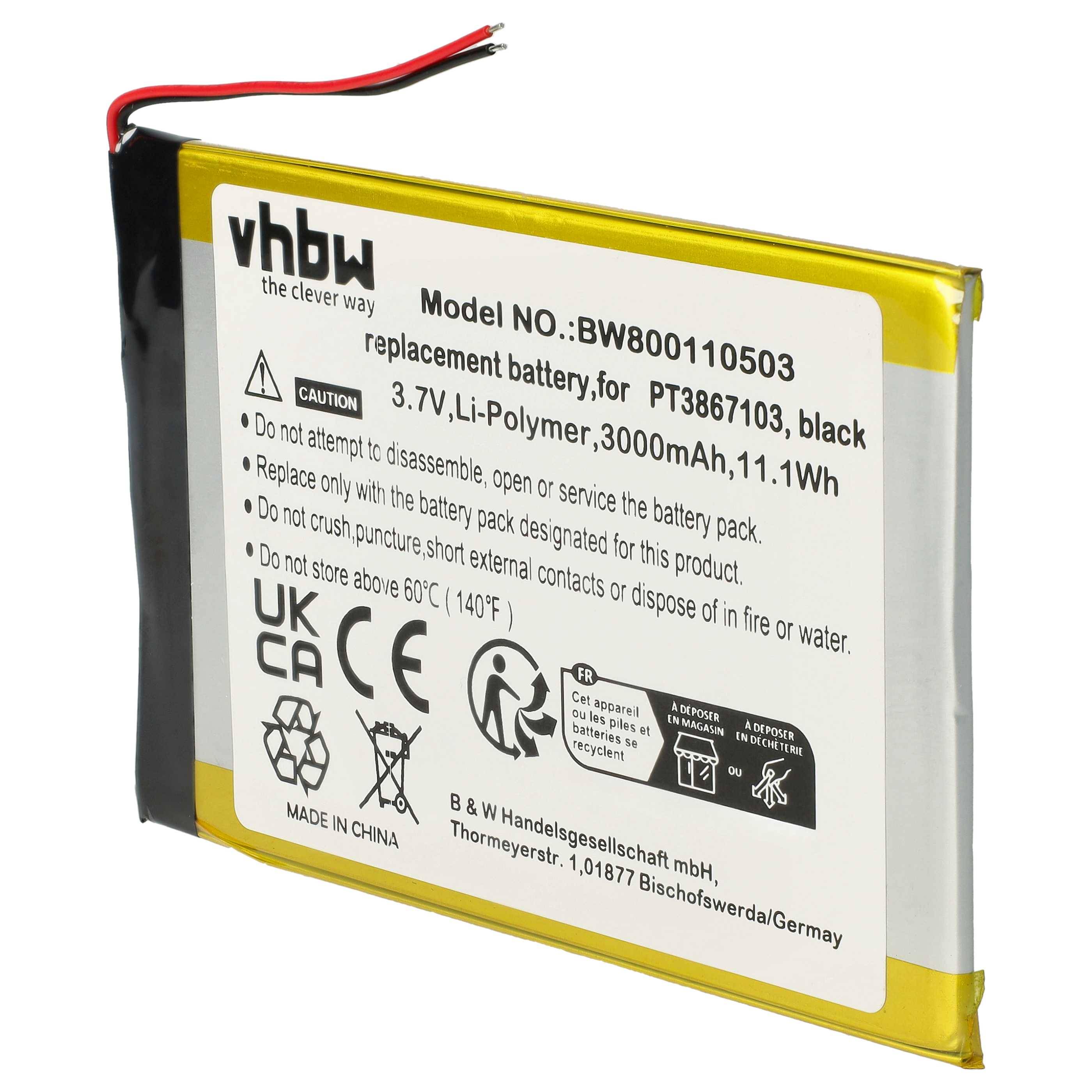 vhbw Akku Ersatz für PT3867103 für Tablet Pad (3000 mAh, 3,7 V, Li-Polymer)-0