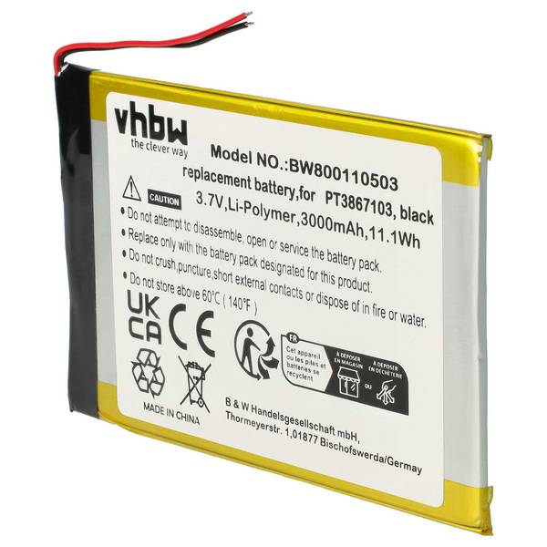 vhbw Akku Ersatz für PT3867103 für Tablet Pad (3000 mAh, 3,7 V, Li-Polymer)