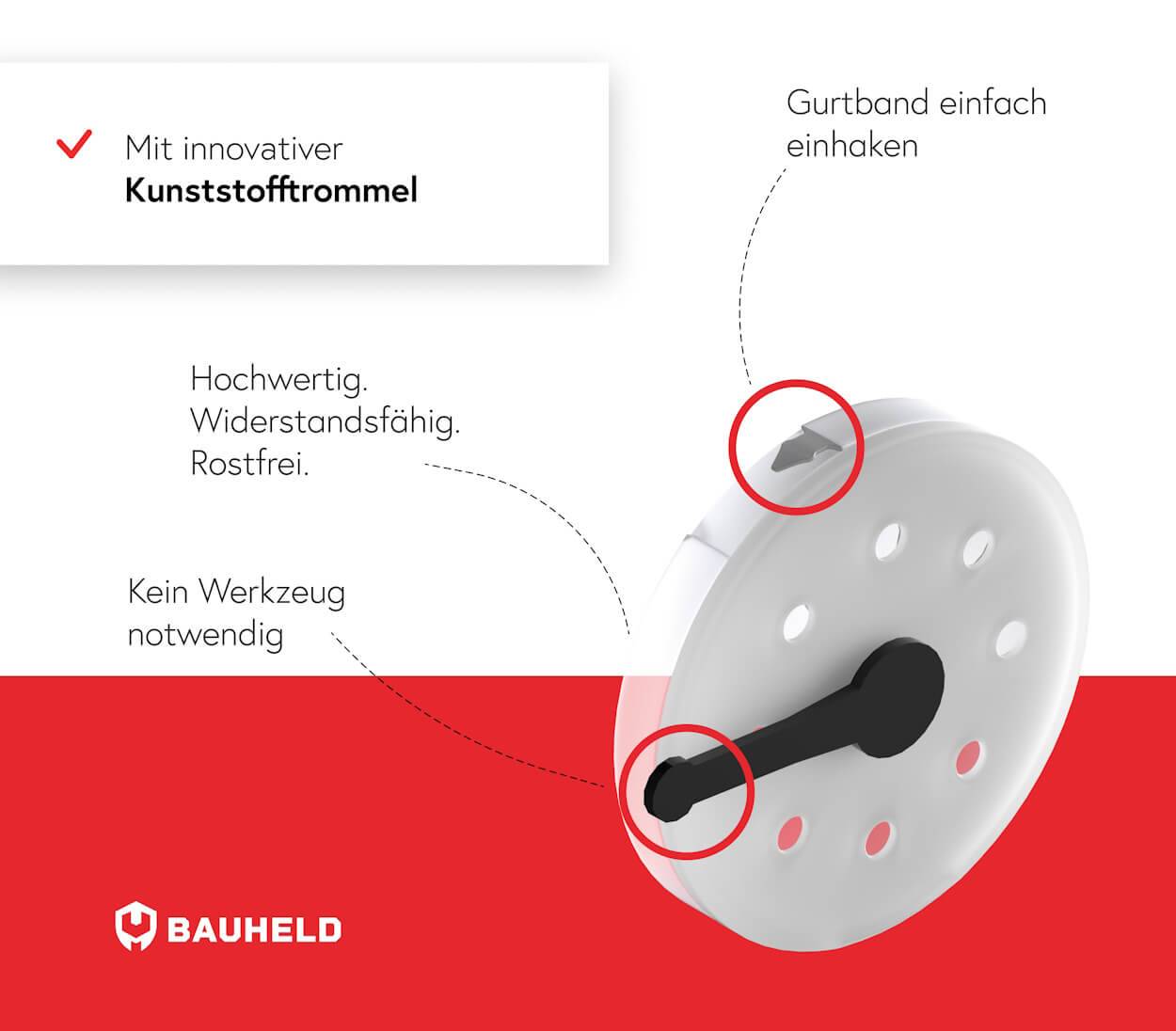 BAUHELD Rollladen Gurtwickler Aufputz 14mm Mini Aufklappbar mit Kunststofftrommel Anthrazit-1
