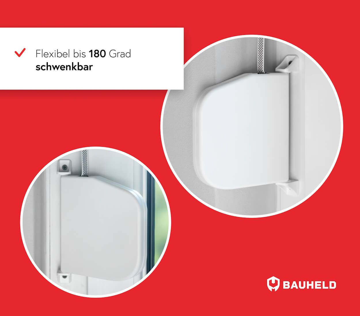 BAUHELD Rollladen Gurtwickler Aufputz 14mm Mini Aufklappbar mit Kunststofftrommel Weiß-4
