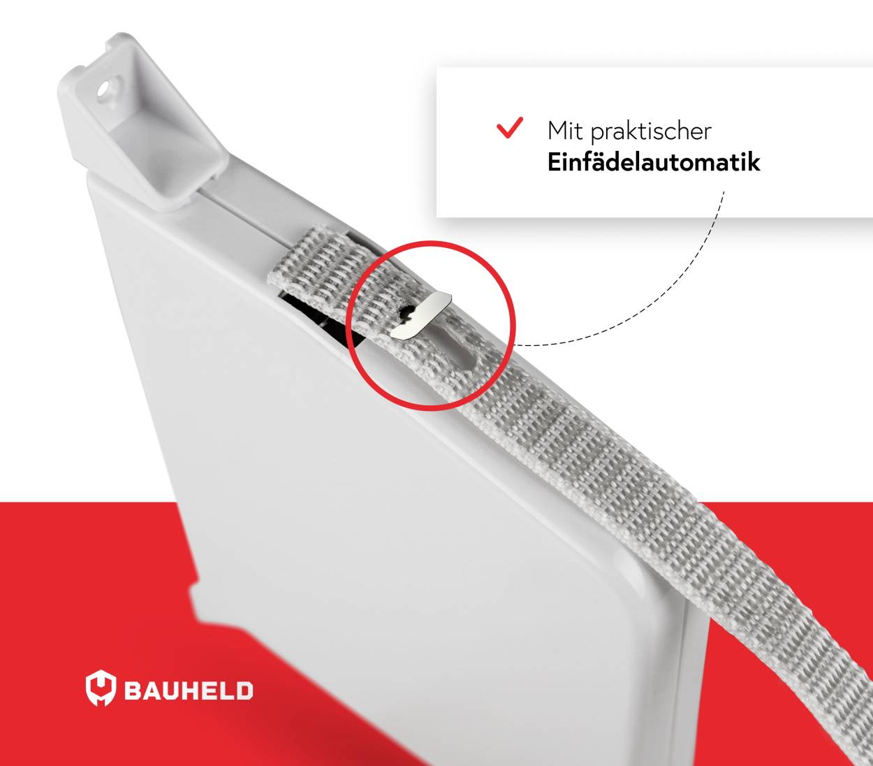 BAUHELD Rollladen Gurtwickler Aufputz 23mm Maxi mit Einfädelautomatik Weiß-1