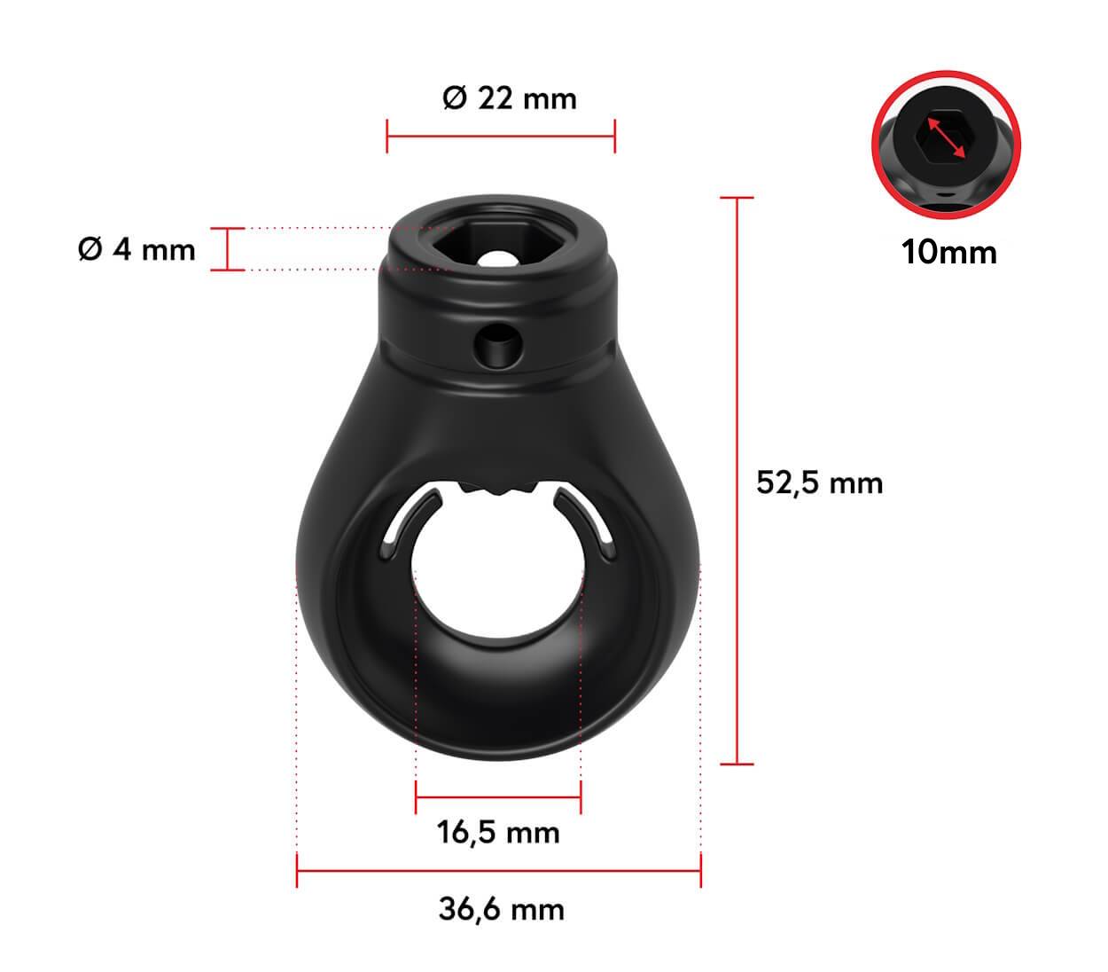 BAUHELD Markisenöse Rund 10 mm Ral 9005 für Kugelhaken-3