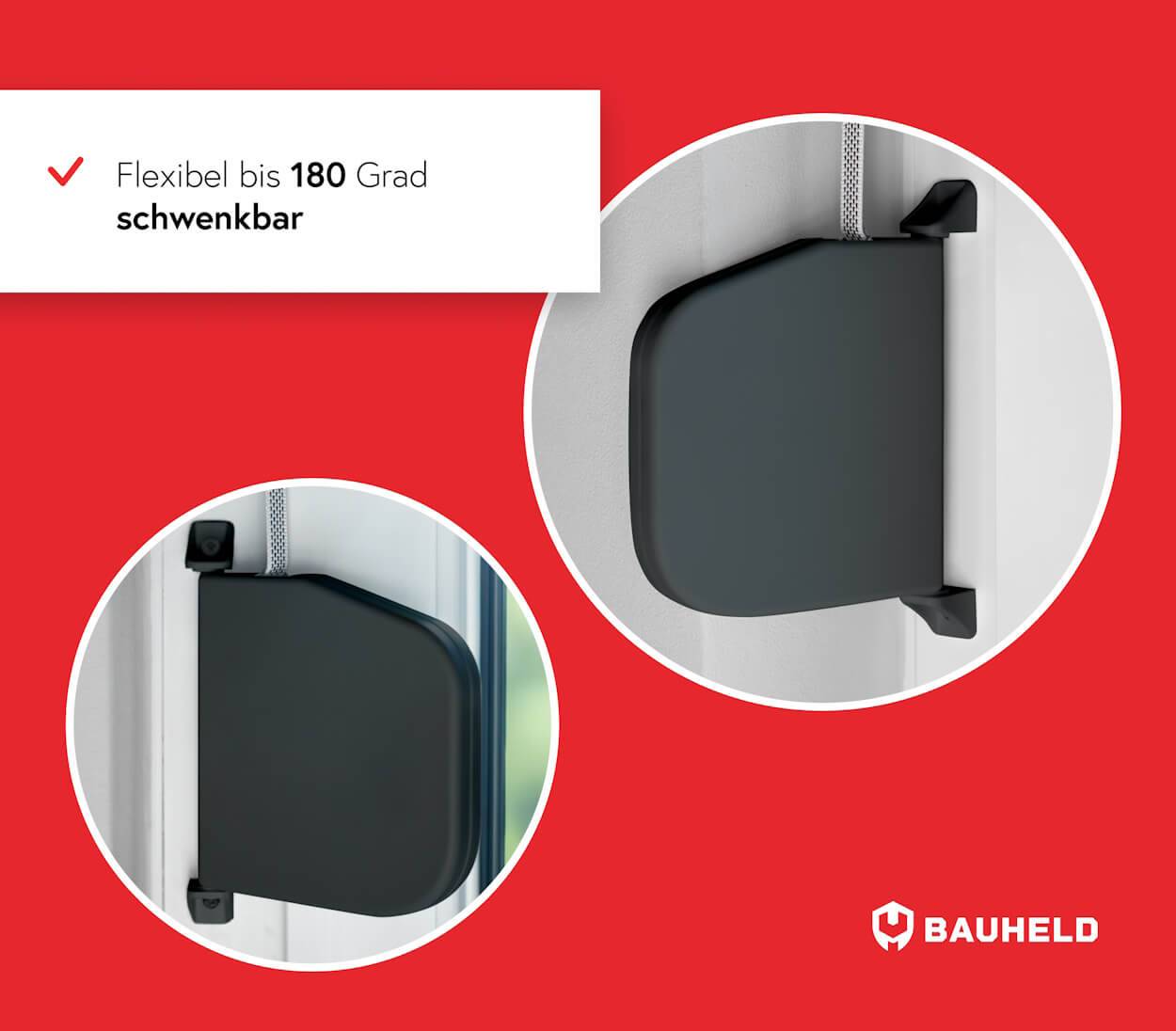 BAUHELD Rollladen Gurtwickler Aufputz 14mm Mini Aufklappbar mit Kunststofftrommel Anthrazit-4